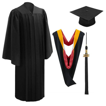 10 Deluxe Black Bachelors Graduation Cap, Gown & Hood Package - Graduation Seller