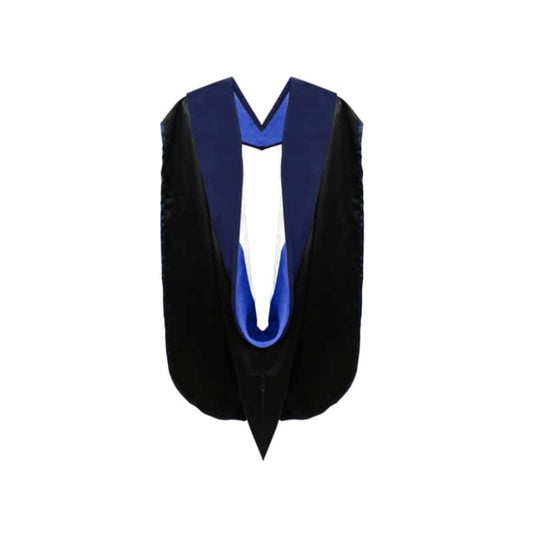 PhD Doctor Hood Dark Blue Velvet - Royal Blue & White - Graduation Seller