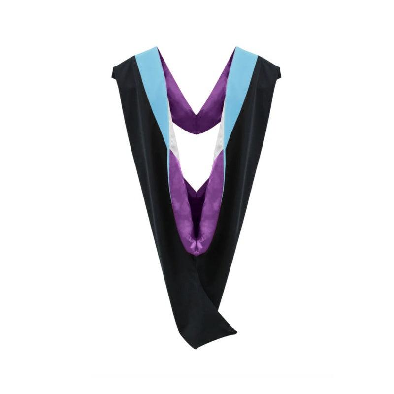 Deluxe Bachelors/Masters Hood - Light Blue Velvet, Purple & White - Graduation Seller