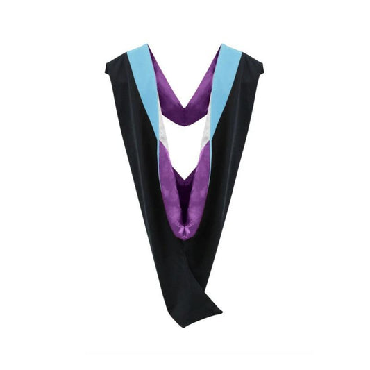 Deluxe Bachelors/Masters Hood - Light Blue Velvet, Purple & White - Graduation Seller