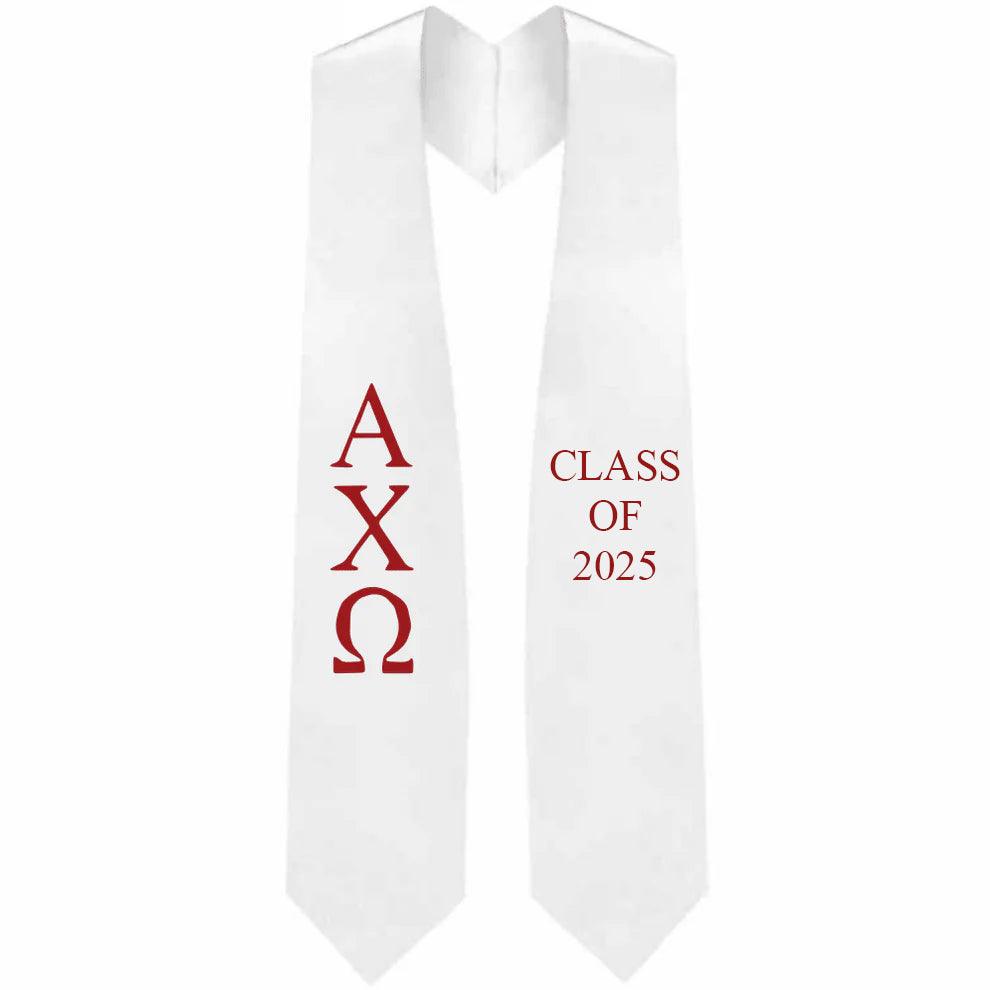 Alpha Chi Omega Greek Lettered Stole w/ Year - Graduation Seller