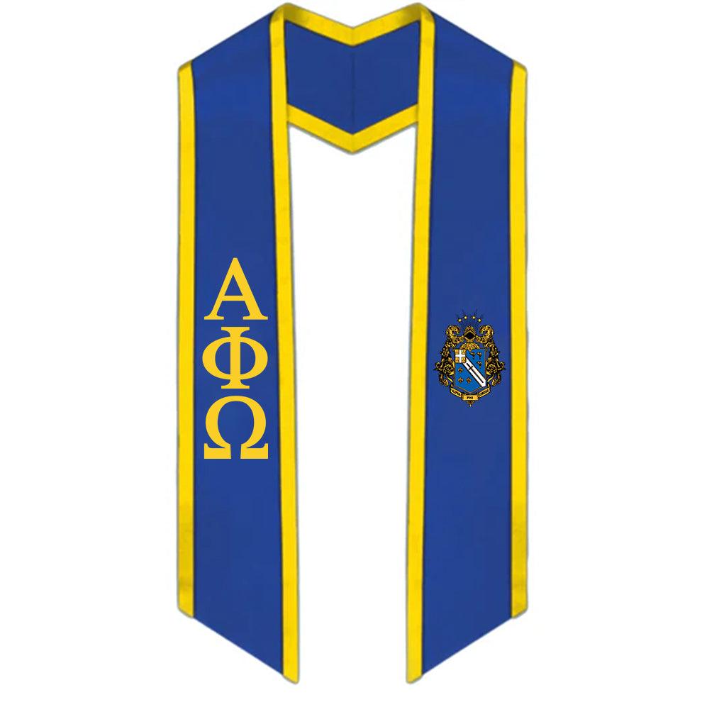 Alpha Phi Omega Trimmed Greek Lettered Stole with Crest - Graduation Seller