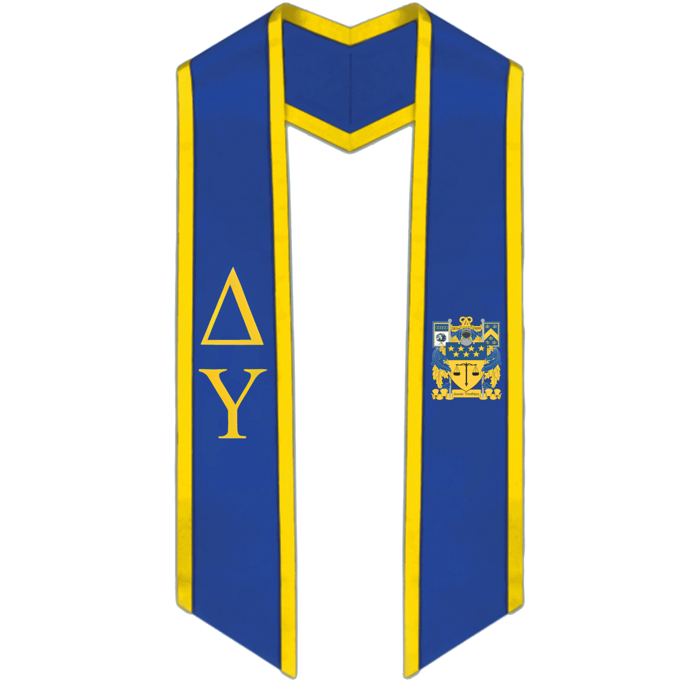 Delta Upsilon Trimmed Greek Lettered Graduation Stole W/ Crest - Graduation Seller