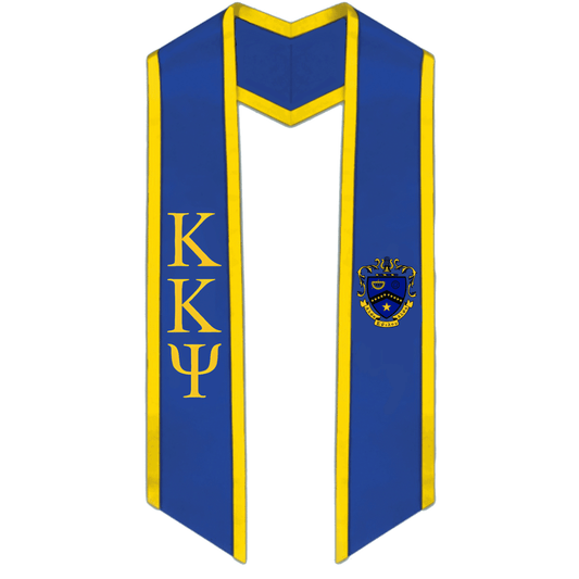 Kappa Kappa Psi Trimmed Greek Lettered Graduation Stole w/ Crest - Graduation Seller