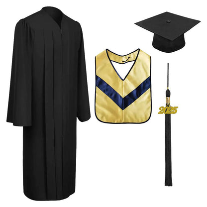Matte Black Associates Cap, Gown & Hood Package - Graduation Seller