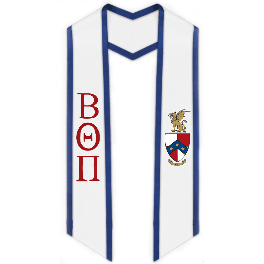 Beta Theta Pi Trimmed Greek Lettered Graduation Stole w/ Crest - Graduation Seller