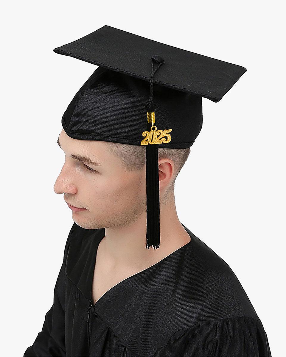High School Shiny Adult Graduation Cap with Tassel-12 Colors Available - Graduation Seller