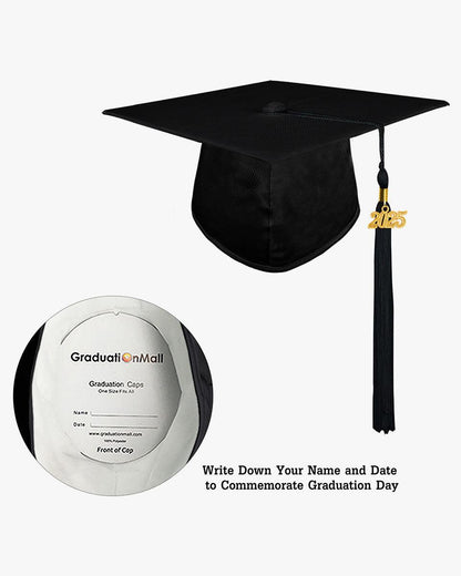 High School Shiny Adult Graduation Cap with Tassel-12 Colors Available - Graduation Seller