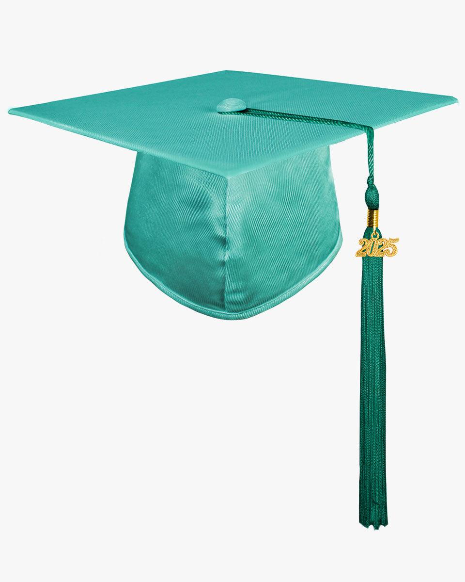 High School Shiny Adult Graduation Cap with Tassel-12 Colors Available - Graduation Seller