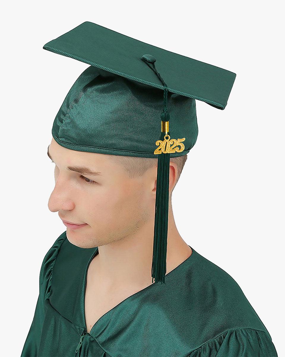 High School Shiny Adult Graduation Cap with Tassel-12 Colors Available - Graduation Seller