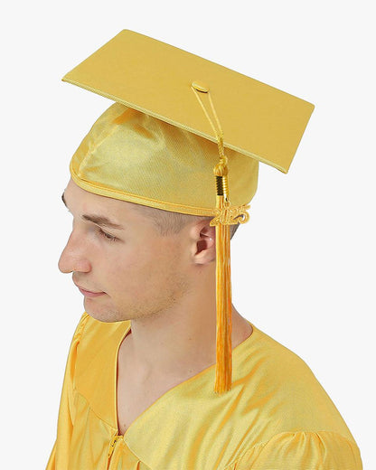High School Shiny Adult Graduation Cap with Tassel-12 Colors Available - Graduation Seller