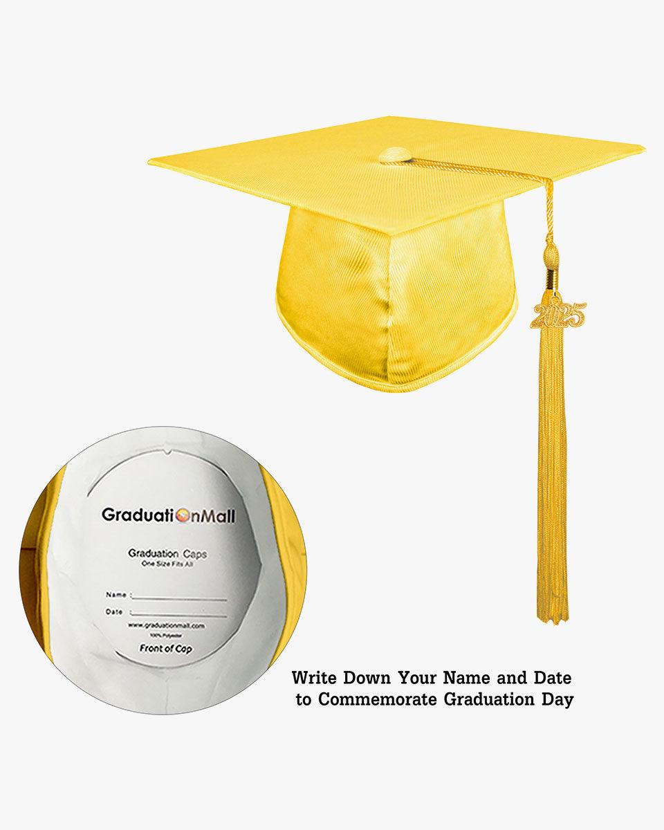 High School Shiny Adult Graduation Cap with Tassel-12 Colors Available - Graduation Seller