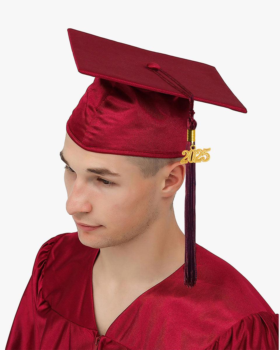 High School Shiny Adult Graduation Cap with Tassel-12 Colors Available - Graduation Seller