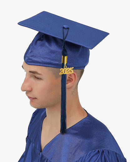 High School Shiny Adult Graduation Cap with Tassel-12 Colors Available - Graduation Seller