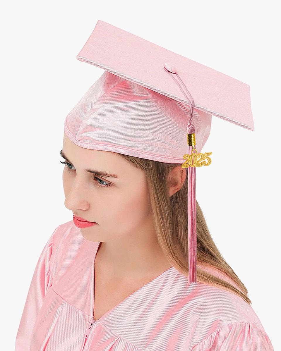 High School Shiny Adult Graduation Cap with Tassel-12 Colors Available - Graduation Seller
