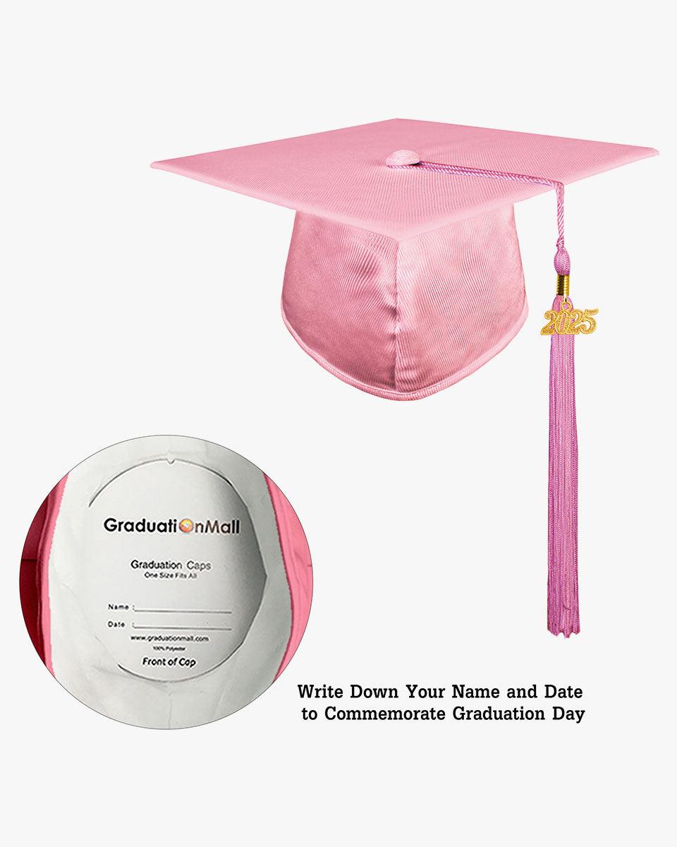 High School Shiny Adult Graduation Cap with Tassel-12 Colors Available - Graduation Seller