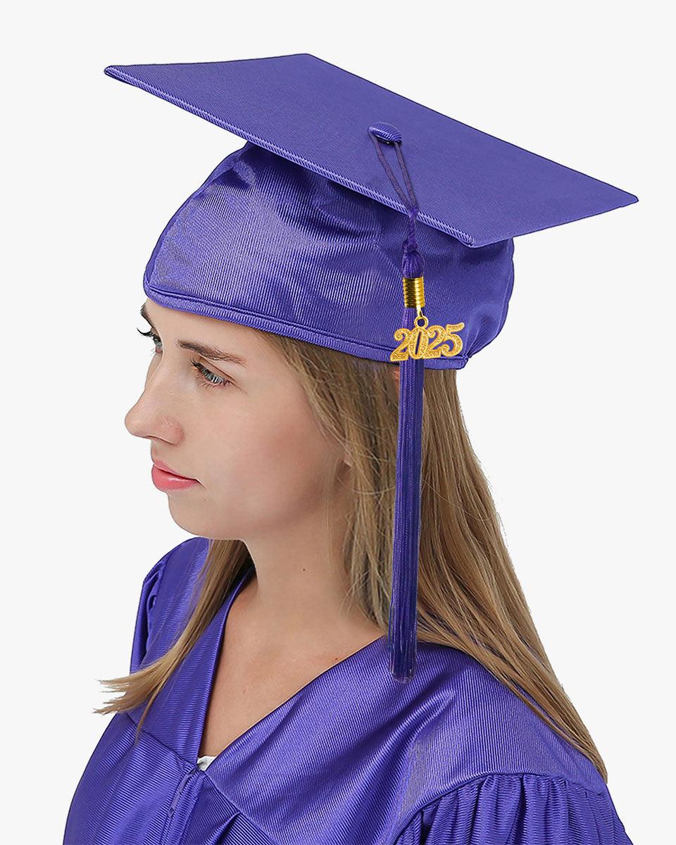 High School Shiny Adult Graduation Cap with Tassel-12 Colors Available - Graduation Seller