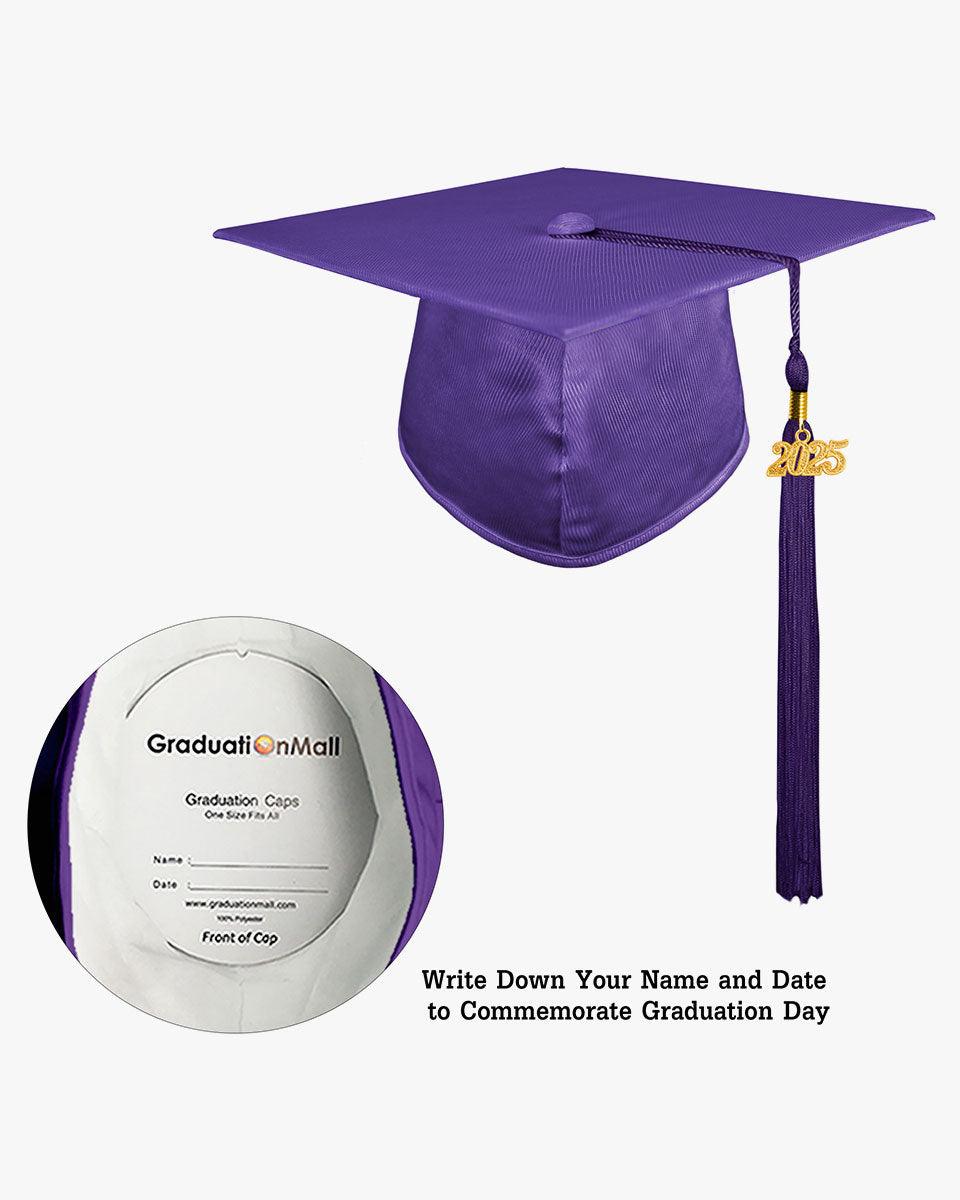 High School Shiny Adult Graduation Cap with Tassel-12 Colors Available - Graduation Seller
