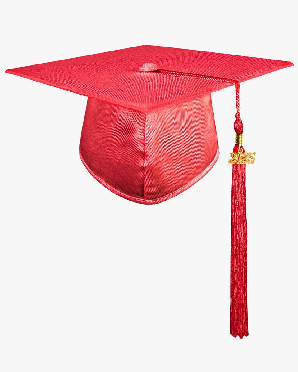High School Shiny Adult Graduation Cap with Tassel-12 Colors Available - Graduation Seller