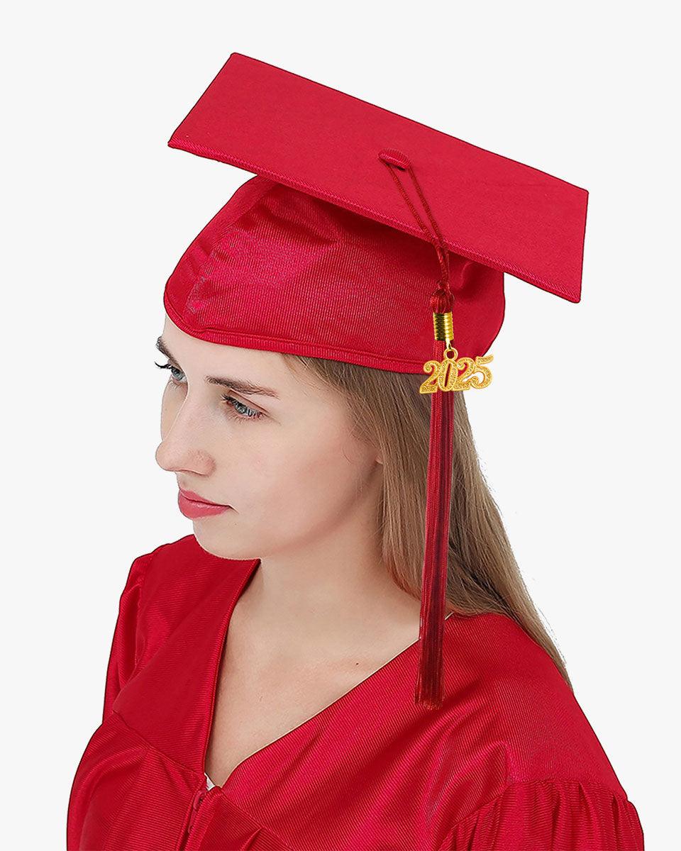 High School Shiny Adult Graduation Cap with Tassel-12 Colors Available - Graduation Seller