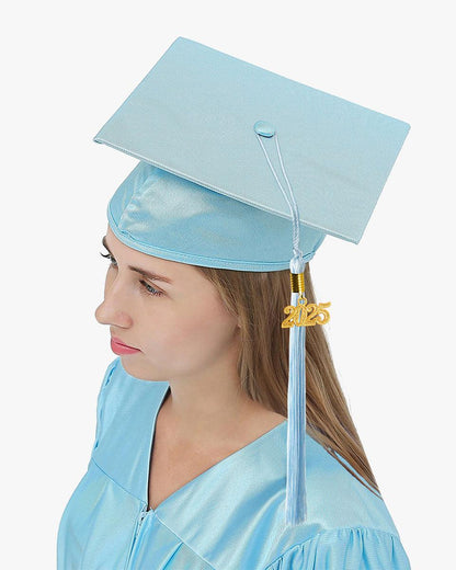 High School Shiny Adult Graduation Cap with Tassel-12 Colors Available - Graduation Seller