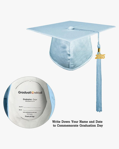 High School Shiny Adult Graduation Cap with Tassel-12 Colors Available - Graduation Seller