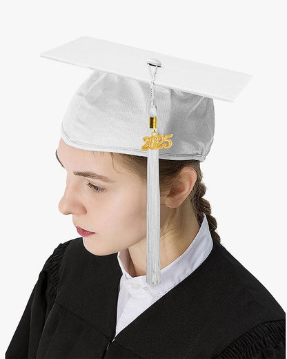 High School Shiny Adult Graduation Cap with Tassel-12 Colors Available - Graduation Seller
