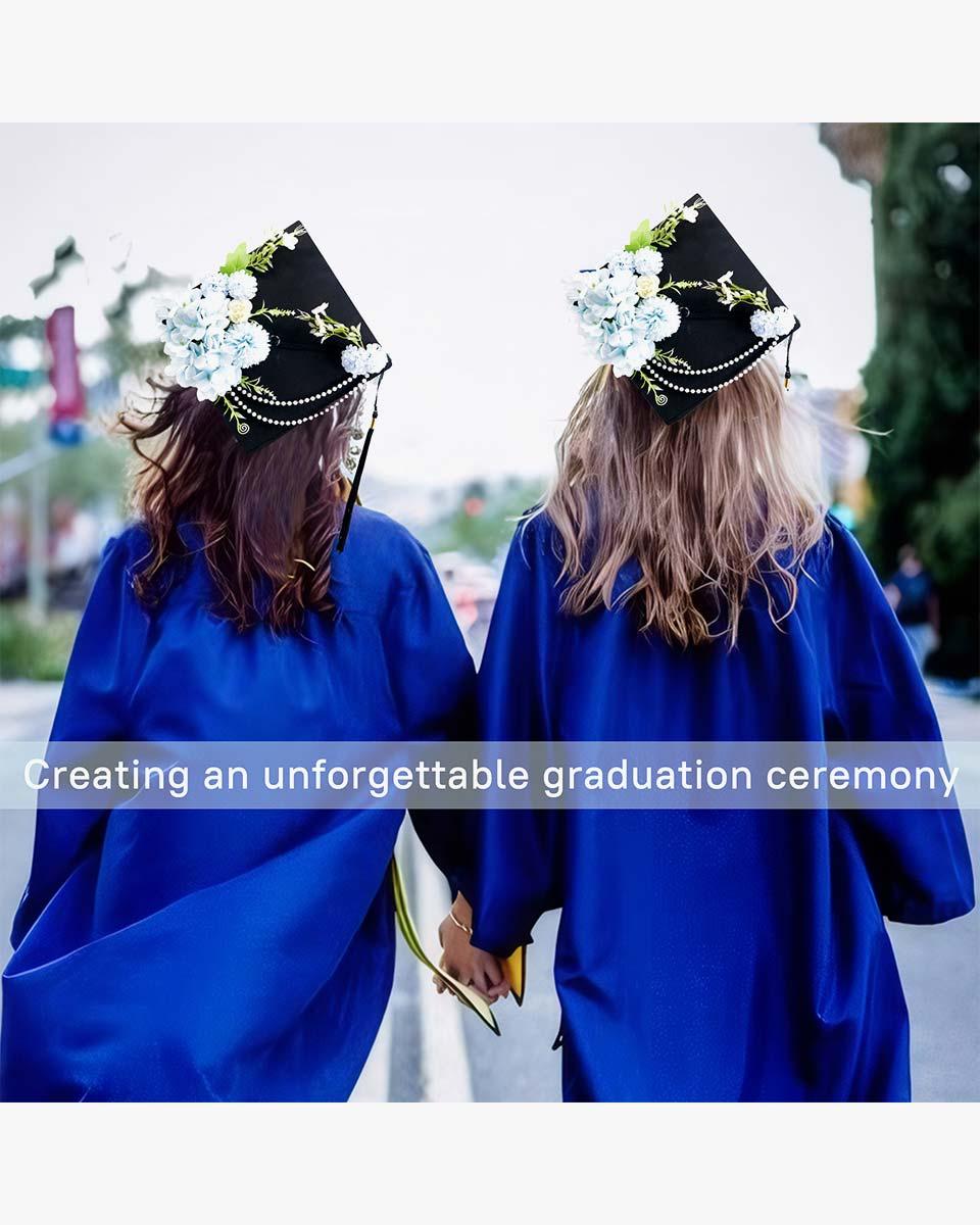 High School & Bachelor Matte Graduation Cap with Flower Decoration - 3 Colors Available - Graduation Seller