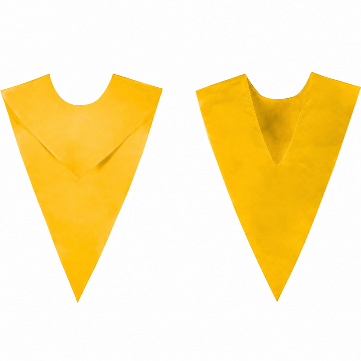 Royal Blue V-Shape Choir Stole with Gold Embroidered Cross - Front and Back