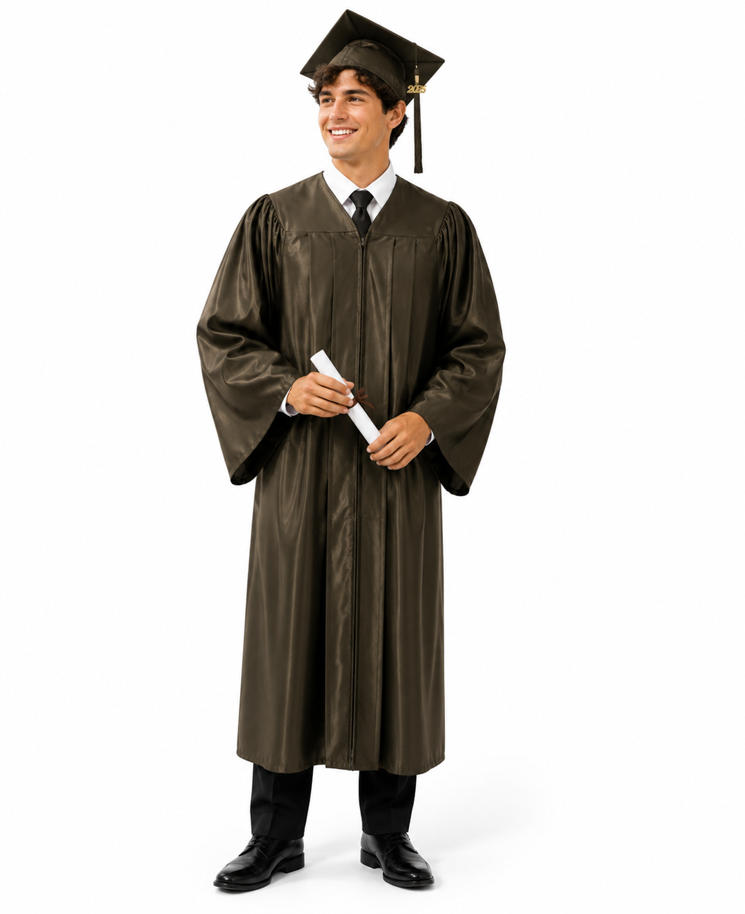 Shiny Brown Bachelors Cap & Gown