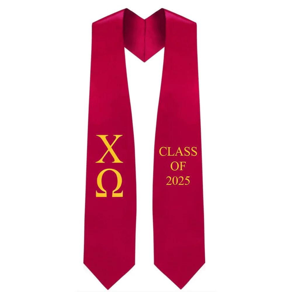 Chi Omega Greek Lettered Stole w/ Year - Graduation Seller