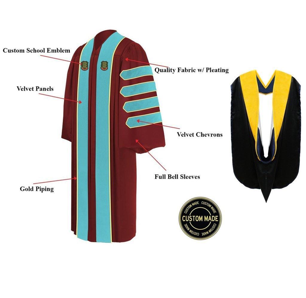 Custom Doctoral Graduation Gown and Hood Package - Doctorate Regalia - Graduation Seller