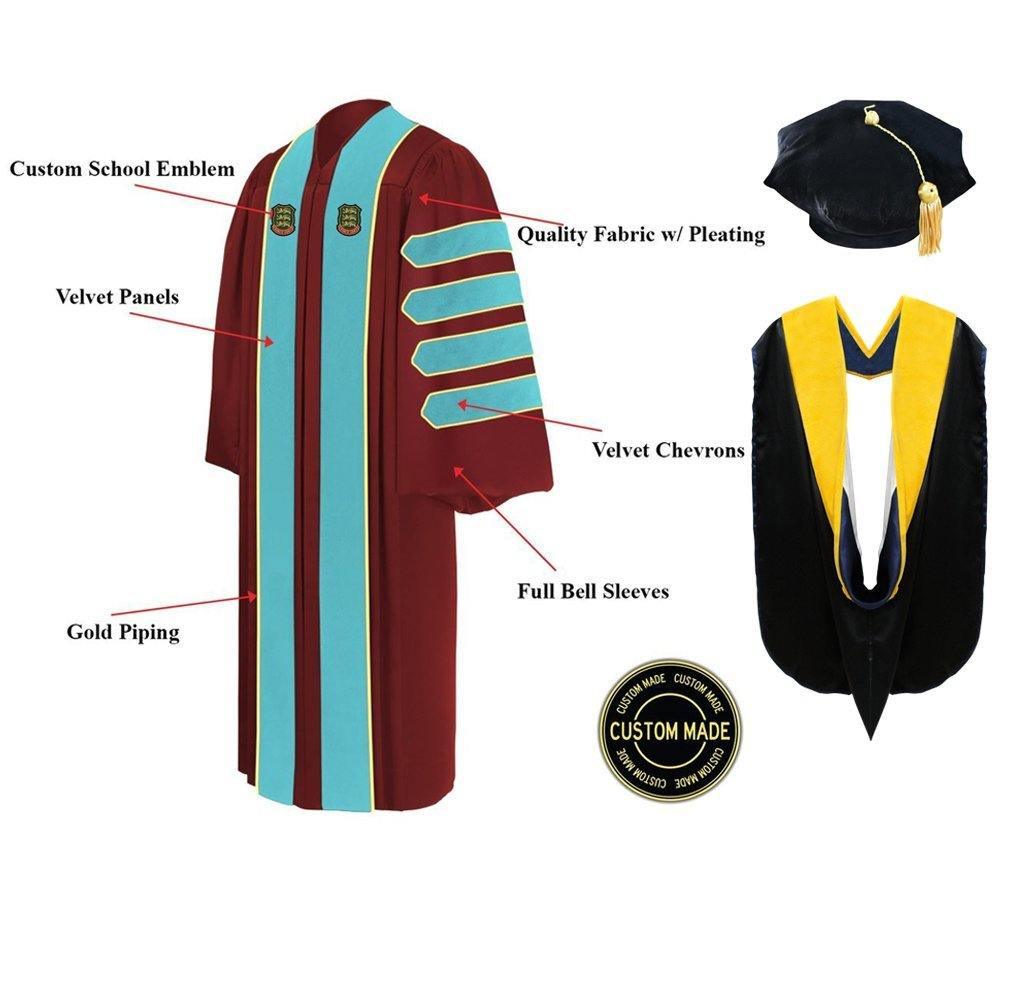 Custom Doctoral Graduation Tam, Gown & Hood Package Doctorate Regalia - Graduation Seller