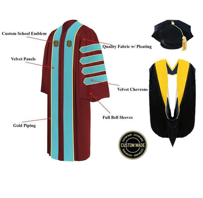 Custom Doctoral Graduation Tam, Gown & Hood Package Doctorate Regalia - Graduation Seller