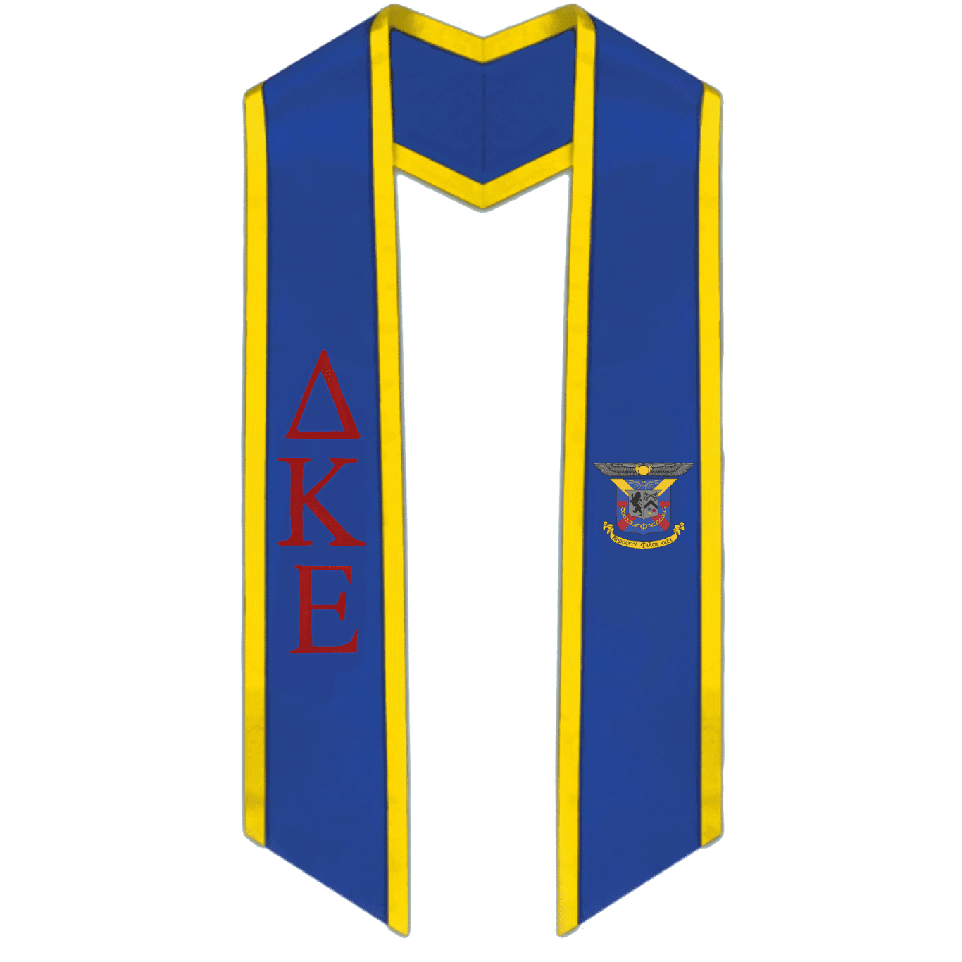 Delta Kappa Epsilon Trimmed Greek Lettered Graduation Stole w/ Crest - Graduation Seller