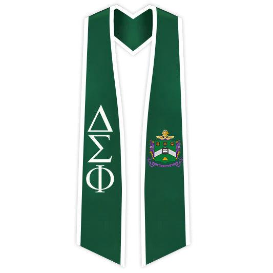 Delta Sigma Phi Trimmed Greek Lettered Stole with Crest - Graduation Seller