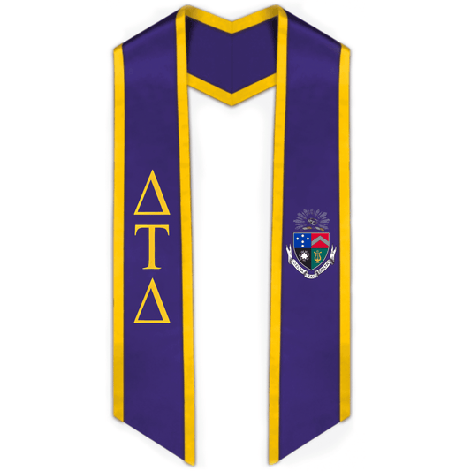 Delta Tau Delta Trimmed Greek Lettered Graduation Stole W/ Crest - Graduation Seller