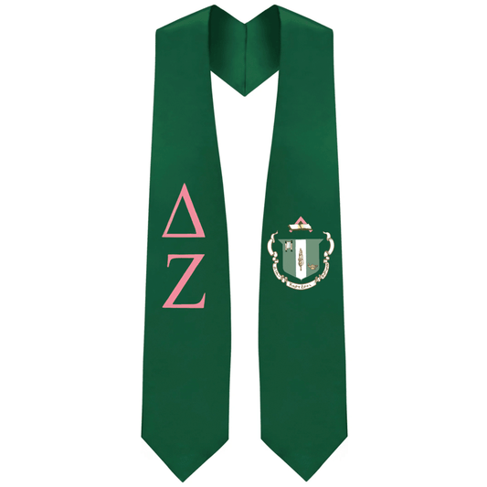 Delta Zeta Greek Lettered Graduation Stole w/ Crest - Graduation Seller