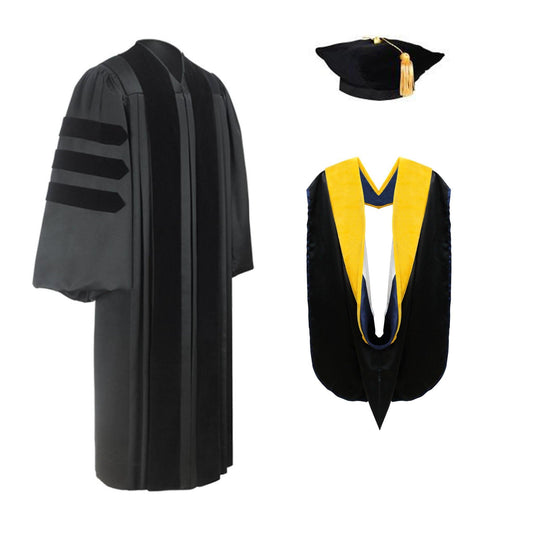 Deluxe Doctoral Graduation Tam, Gown & Hood Package - Graduation Seller