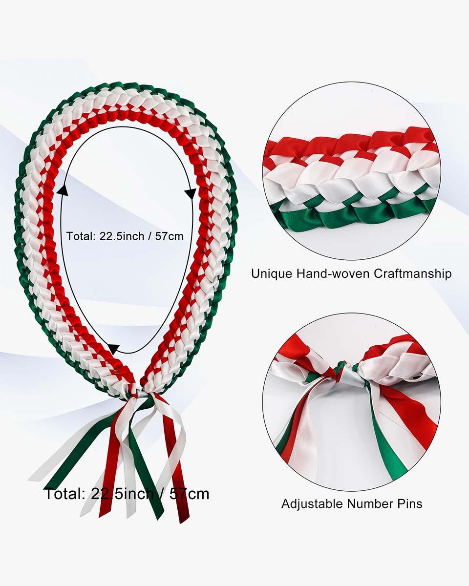 Graduation Leis with National Flag Color Ribbon Lei Braided Necklace - Graduation Seller