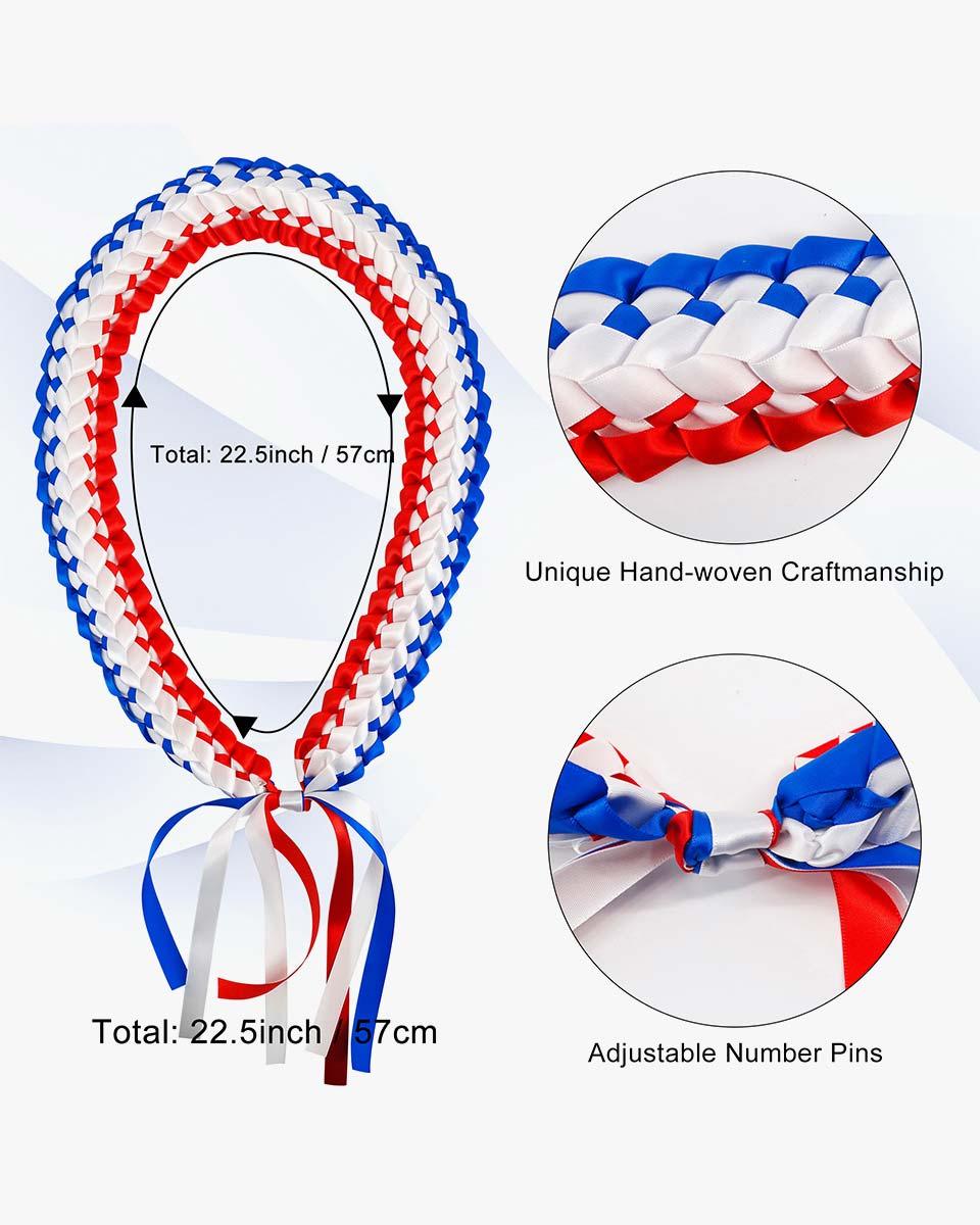 Graduation Leis with National Flag Color Ribbon Lei Braided Necklace - Graduation Seller