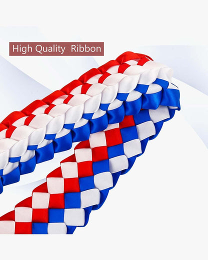 Graduation Leis with National Flag Color Ribbon Lei Braided Necklace - Graduation Seller