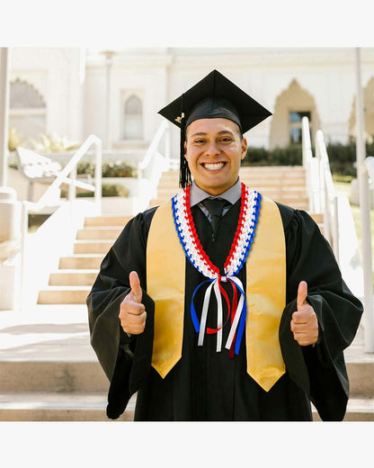 Graduation Leis with National Flag Color Ribbon Lei Braided Necklace - Graduation Seller