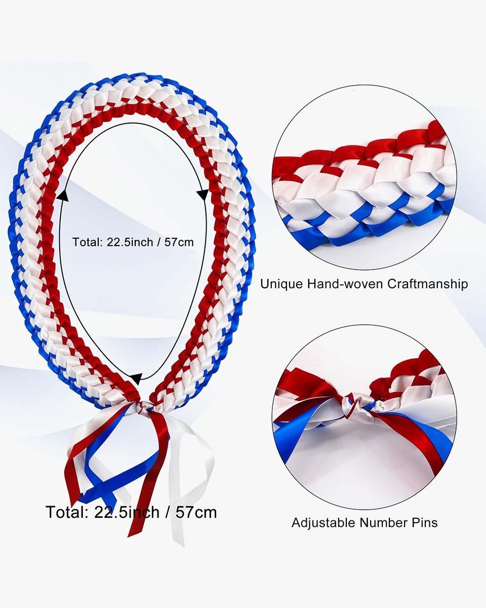 Graduation Leis with National Flag Color Ribbon Lei Braided Necklace - Graduation Seller