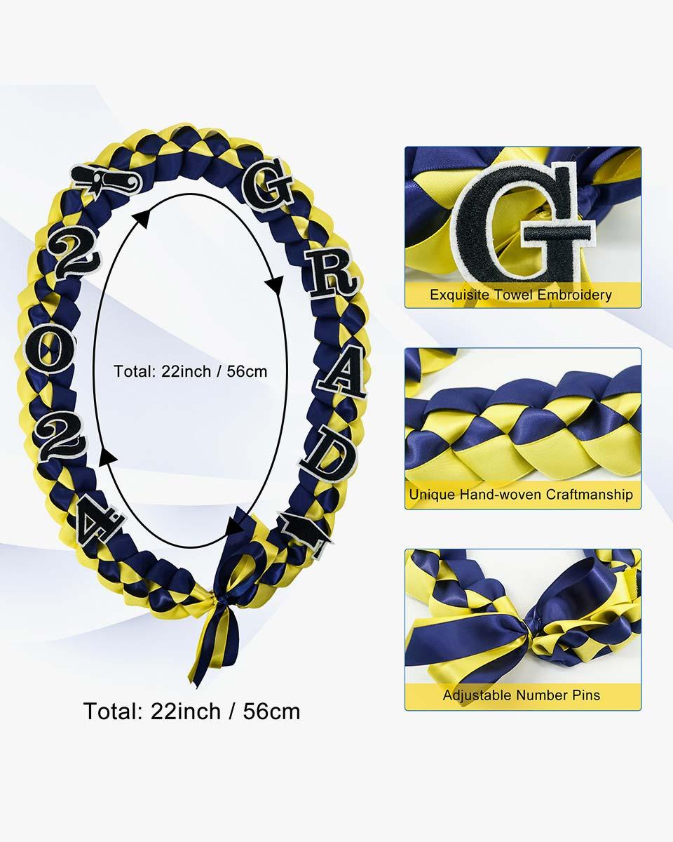 Graduation Leis with 2024 Embroidery Ribbon Lei Braided Necklace - Graduation Seller