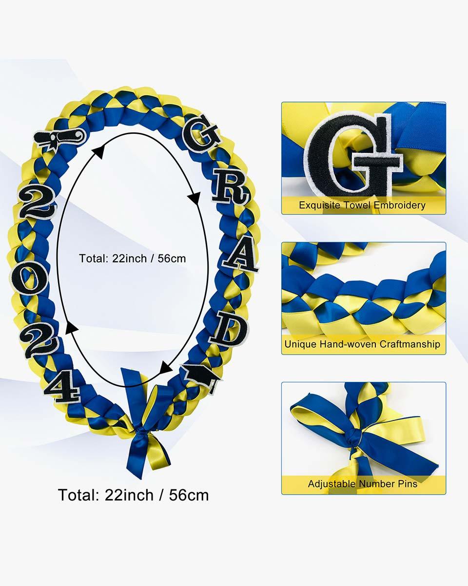 Graduation Leis with 2024 Embroidery Ribbon Lei Braided Necklace - Graduation Seller