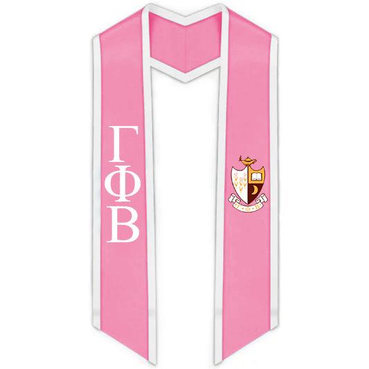 Gamma Phi Beta Trimmed Greek Lettered Stole with Crest - Graduation Seller