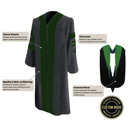 Custom Classic Doctoral Graduation Gown and Hood Package - Graduation Seller
