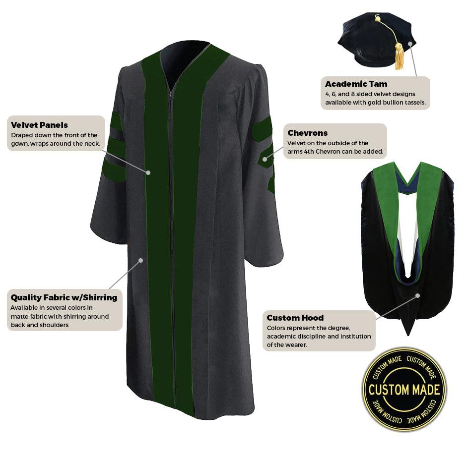 Custom Classic Doctoral Gown, Tam and Hood Package - Graduation Seller