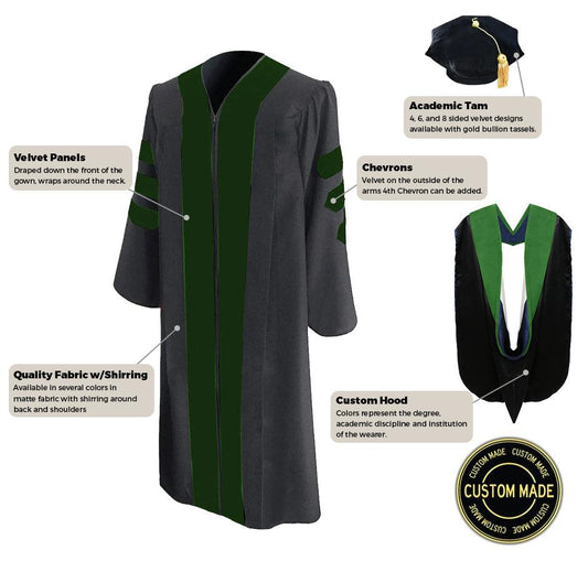 Custom Classic Doctoral Gown, Tam and Hood Package - Graduation Seller